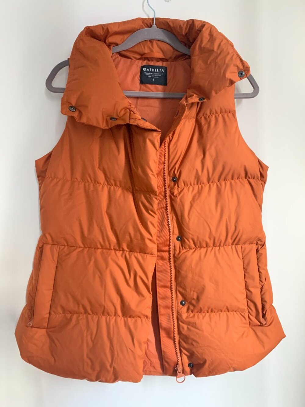 Athleta Down Puffer Vest Burnt Orange Small